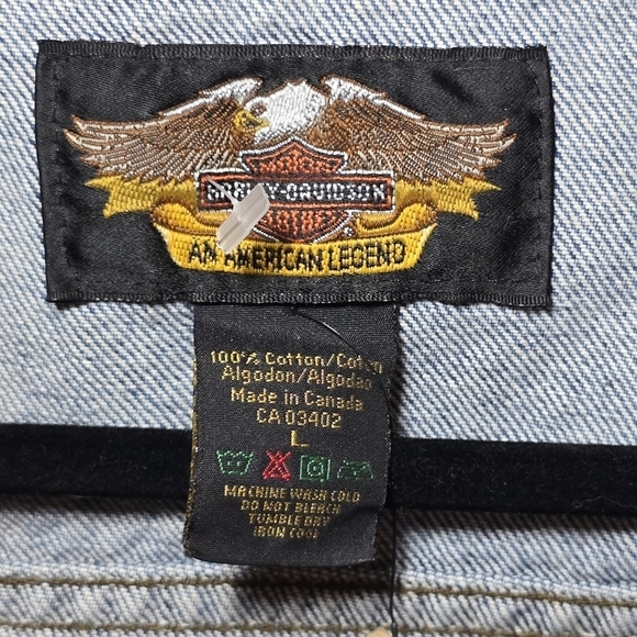 NWT Harley Davidson Motorcycle Women's Denim Jean Distressed Button Front Vest - Picture 8 of 9